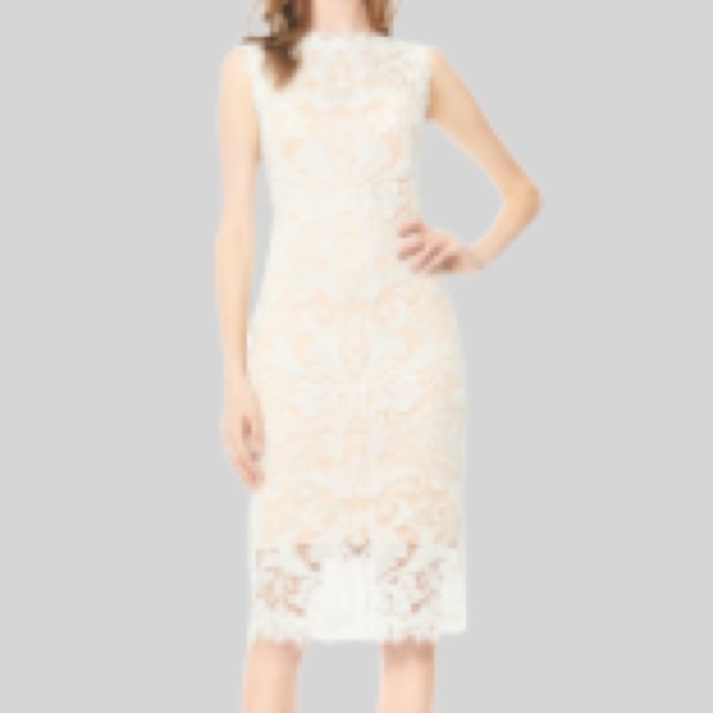 Tadashi Shoji White Lace MIDI Dress BodyCon Size 0 - Picture 8 of 8